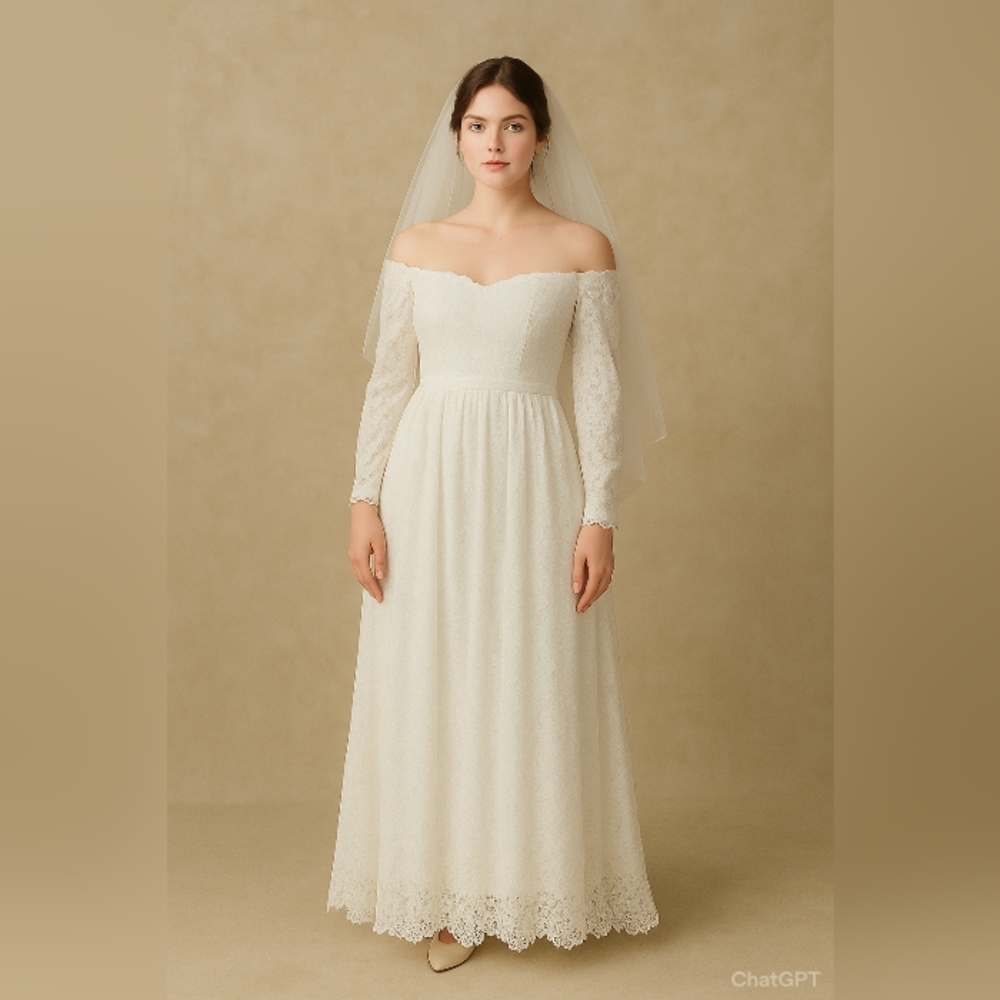 Xfer VTG Off The Shoulder wedding dress - Picture 12 of 13